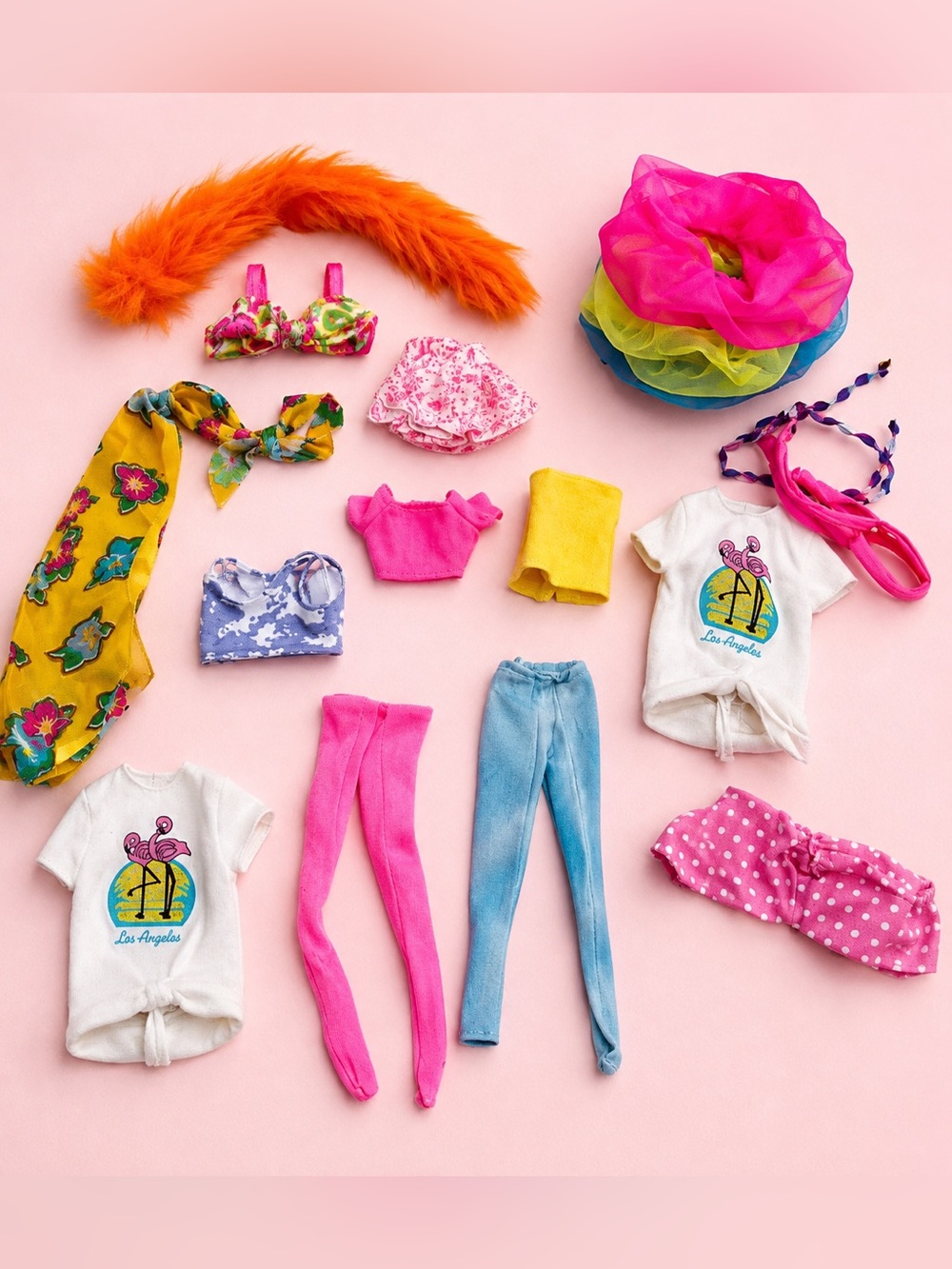 Vintage Barbie 90s Outfit & Clothes Lot Mermaid, Flamingo, Baseball, Ken & Denim
